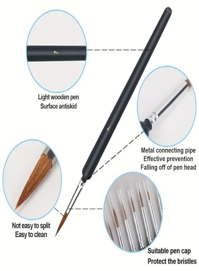 CREWLA Fine Detail Paint Brush Set for Miniatures, Nail Art, Canvas & Craft Precision Liner with Soft Bristles & Ergonomic Handles for Acrylic,Watercolor & Oil Paints ((7mm to 13.5mm), 6, Count) - Image 3